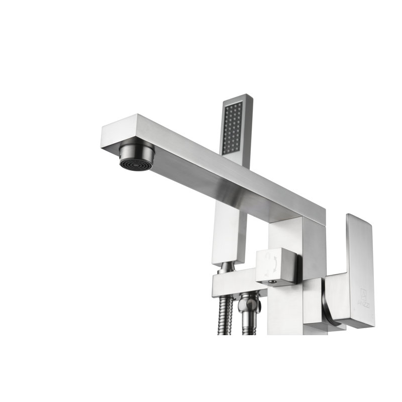 Brushed Nickel Freestanding Tub Faucet with Hand Shower