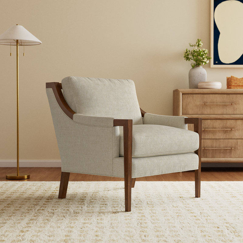 Mikel 32" Wide Polyester Armchair, Bespoke 10 Beige