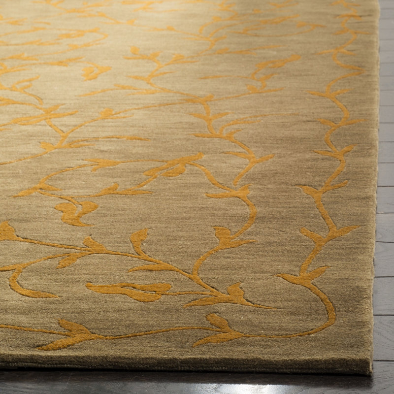 Tapis tibétain en soie et laine noués à la main, Rectangle 6 pi x 9 pi