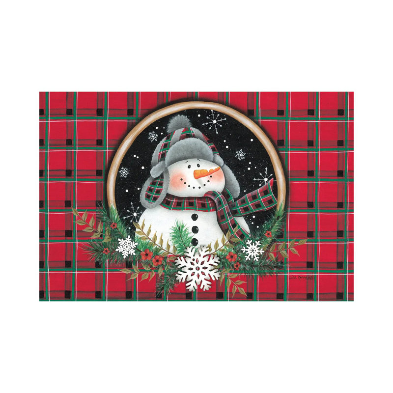 «Snowflake Snowman Portrait», reproduction d'art sur toile tendue, H 12 po x l 18 po, Toile tendue, Ne s’applique pas