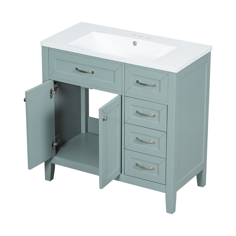 Meuble-lavabo simple avec plateau Mytien 35,99, Argent, Vert