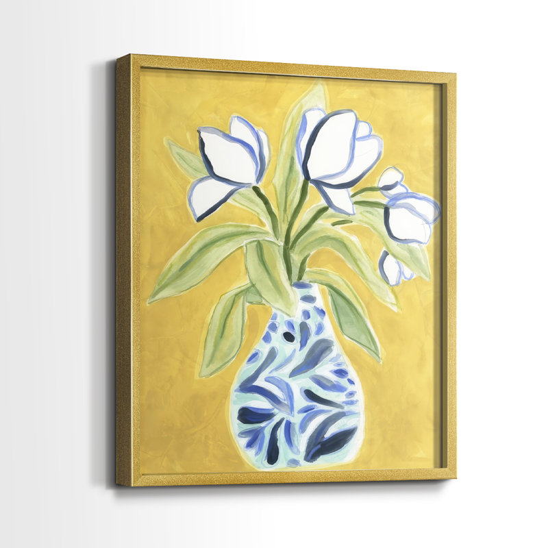 Vase de tulipes I - impression encadrée de qualité supérieure - prête à être accrochée - aucun clou requis - aucun clou requis