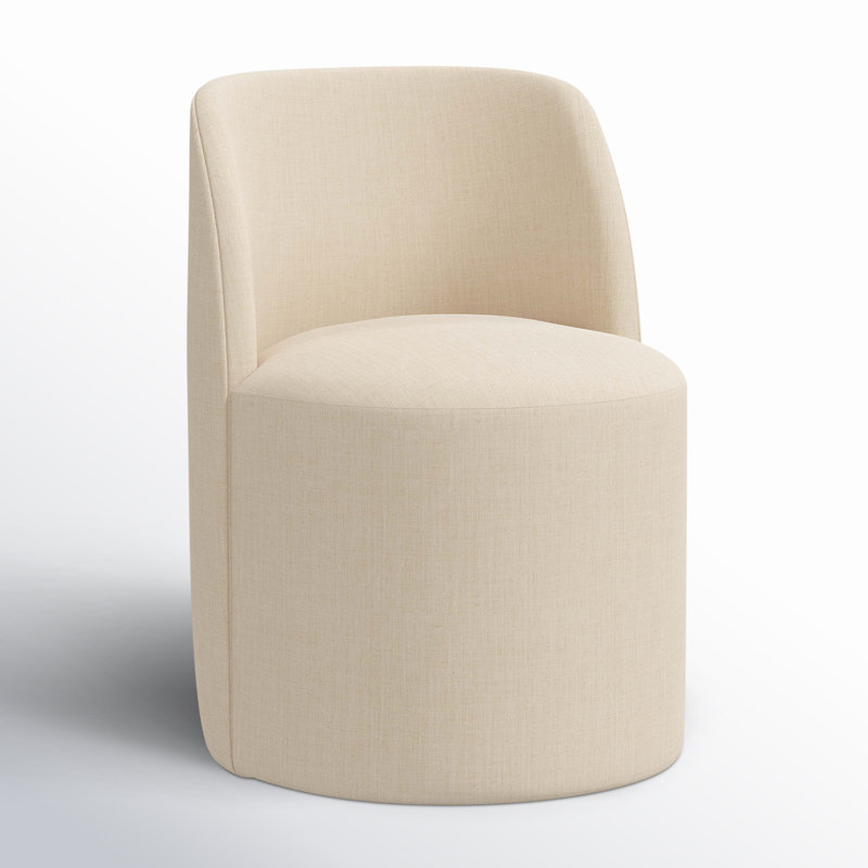 Begonia Upholstered Solid Wood Dining Chair, Classic Linen Linen