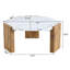 Table basse hexagonale de 31 pouces de style moderne avec surface en marbre blanc.