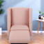 Fauteuil inclinable gain de place avec poche latérale, tissu rose poudré et structure en bois, style moderne