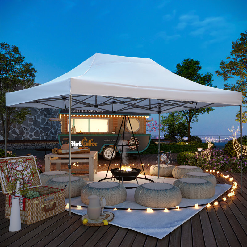 171'' W x 115'' D Steel Pop-Up Canopy, White