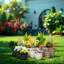 Jardinière en céramique noire antique pour terrasse, jardin, rebord de fenêtre, etc. (3 pièces)