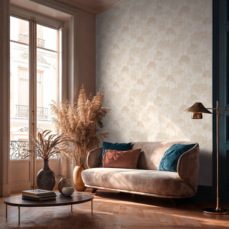 Havana 2 Collection Palm Trees Wallpaper Roll, Off-White