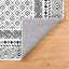 Tapis oriental noir / blanc à motif floral lavable à la machine avec envers antidérapant-1566683287