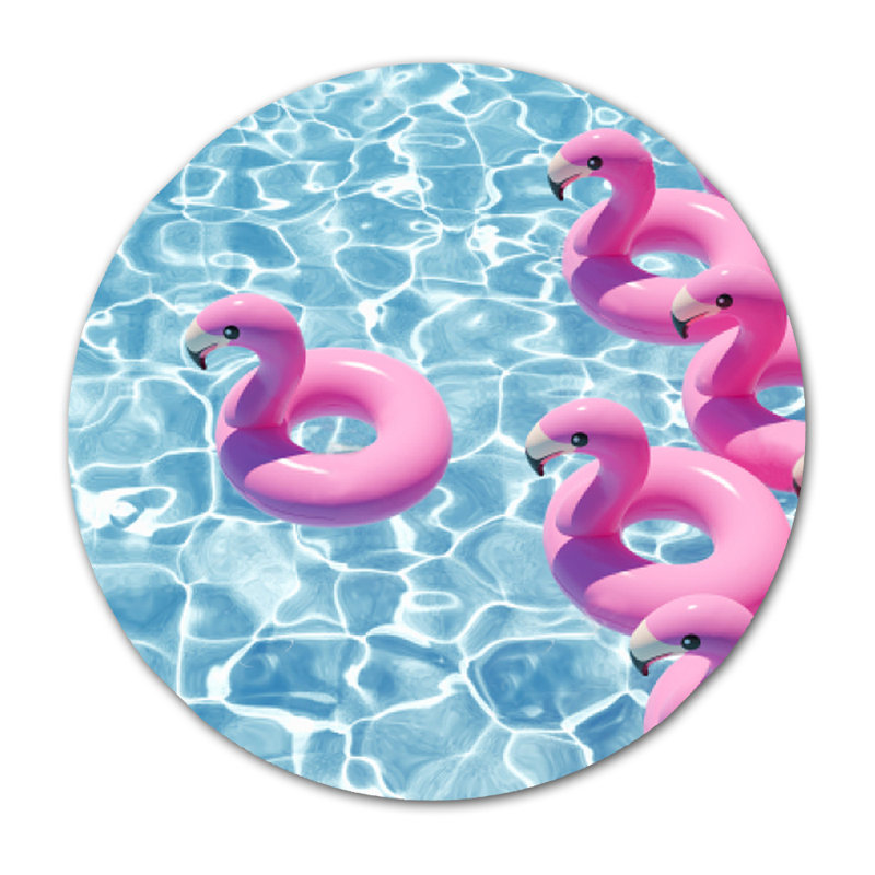 Flamingo Pool Party - photographie, Acrylique, H 36 po x l 36 po x P 2,5 po