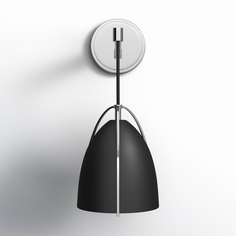 Norman Midnight Black and Chrome 1-Light Outdoor Wall Sconce