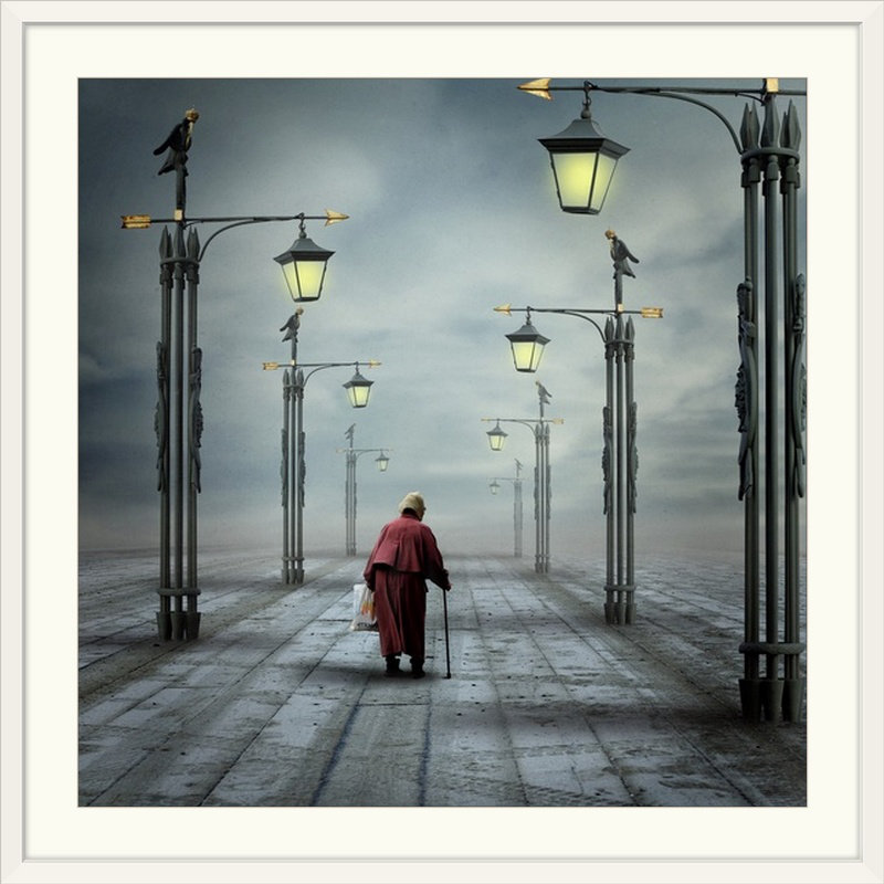 «Straub Walking» par Alexander, reproduction de photo, Cadre blanc, H 38 po x l 38 po x P 1 po