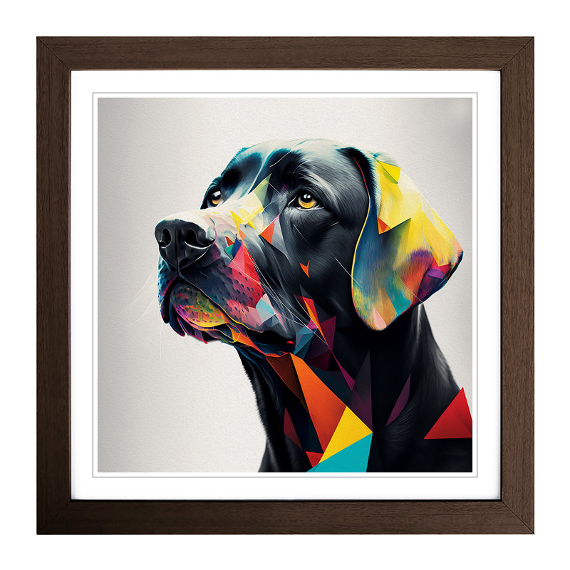 Labrador Retriever Bauhaus - Single Picture Frame Print on Wood, Walnut