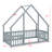 Playhouse Style Floor Bed with Protective Fence and Safety Guardrails-280537392