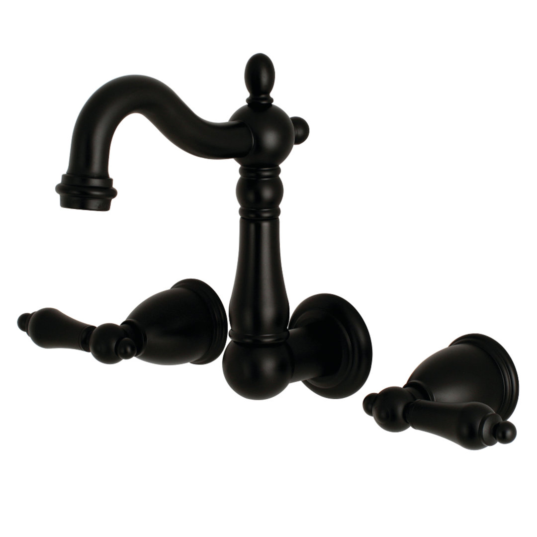 Kingston Brass Heritage Two-Handle 3-Hole Wall Mount Bathroom Faucet Kingston Brass 