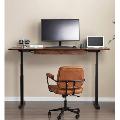 Rectangular Solid Wood Electric Height-Adjustable Desk