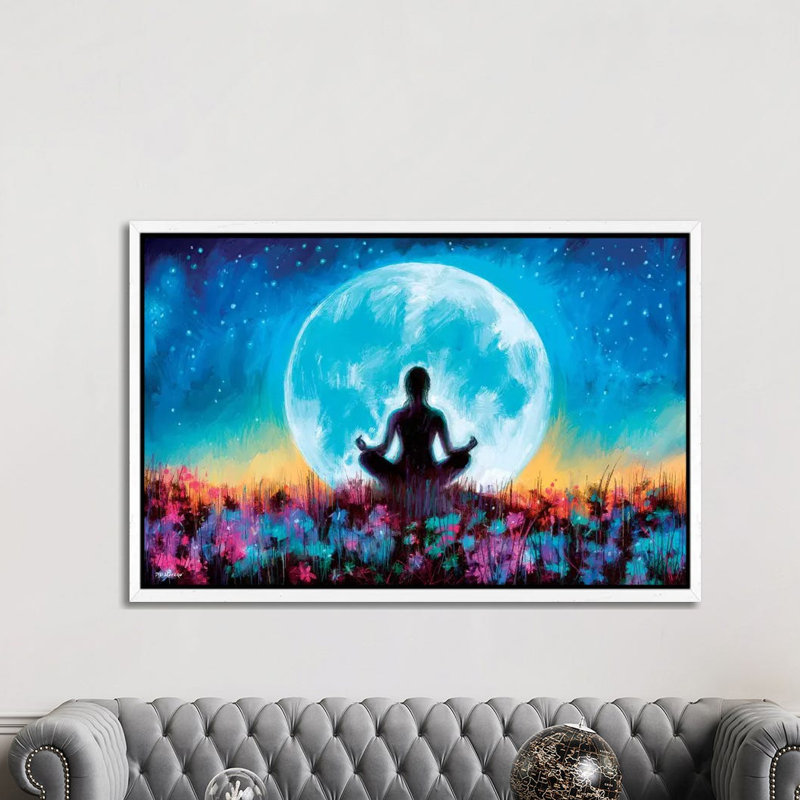Moon Yoga by P.D. Moreno - Print on Canvas, 152.5 cm H x 101.5 cm W, White Framed