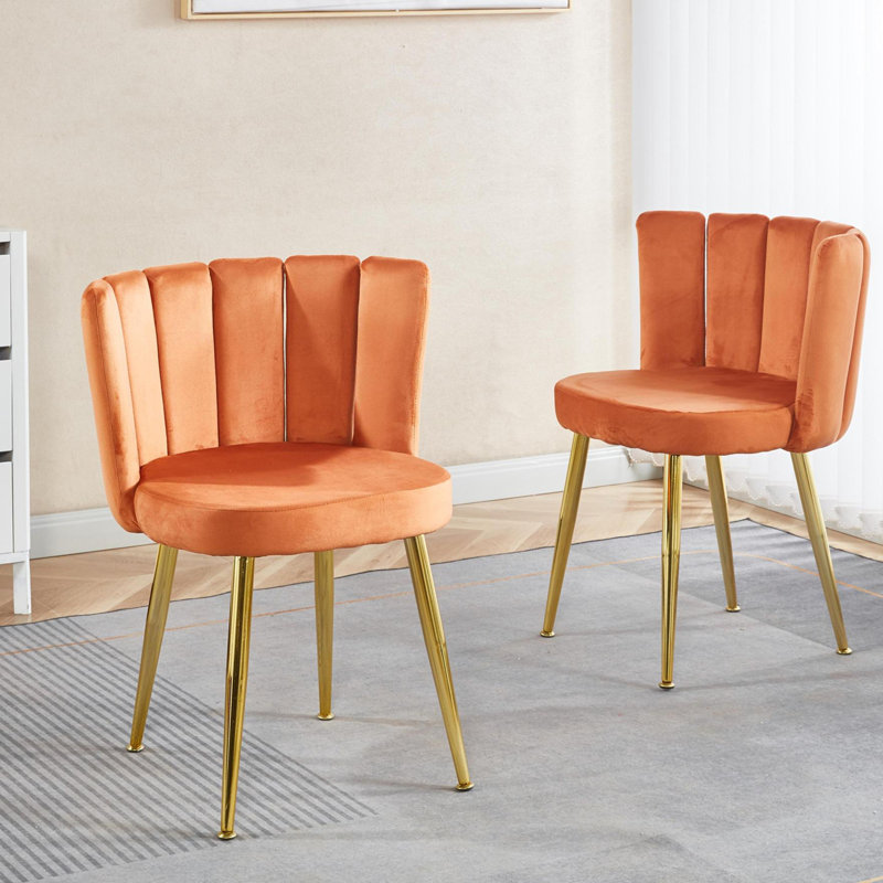 Modern Velvet Dining Chair, Orange