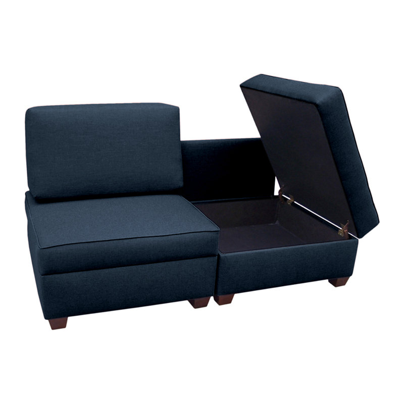 Salon méridienne modular Anke, Polyester océan profond