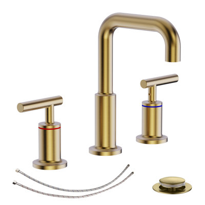 Robinet de salle de bain à deux poignées, robinet de lavabo à arche haute à 3 trous avec bonde escamotable, robinet de meuble-lavabo à deux poignées