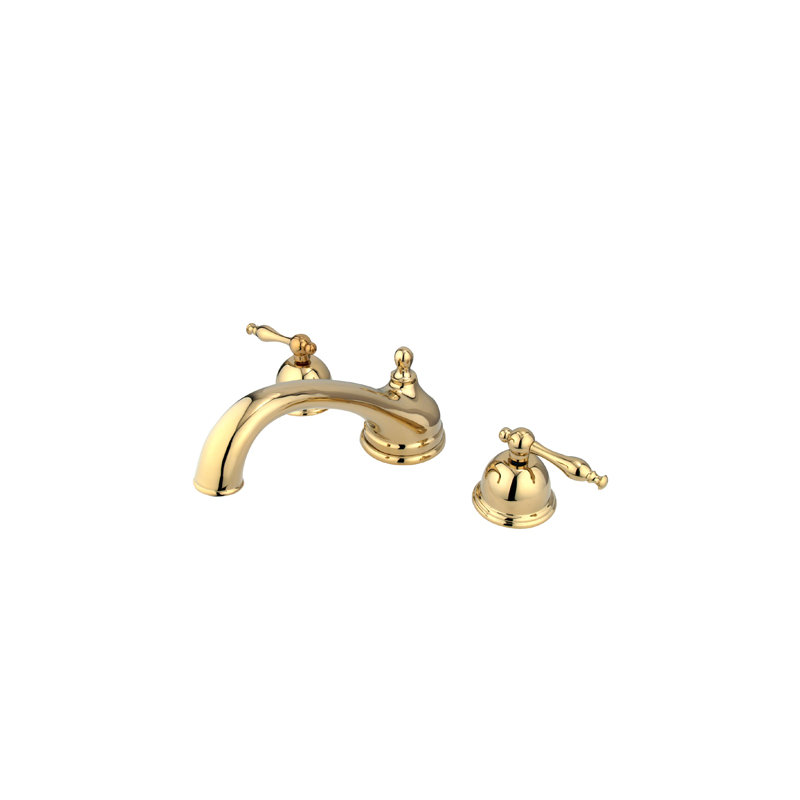 Chicago Double Handle Deck Mounted Roman Tub Faucet, Polished Brass