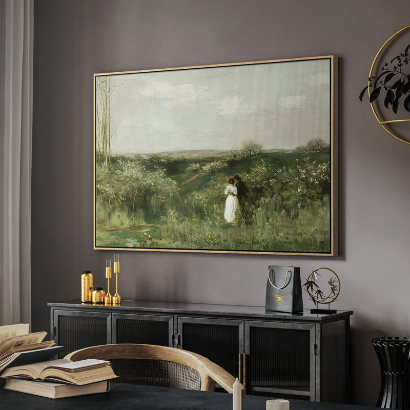 Paysage rétro - CCXLVI, H 27 po x l 41 po x P 2 po, Toile encadrée flottée blanche
