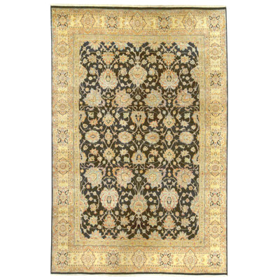 High-Quality Hand-Knotted Black And Gold Area Rug