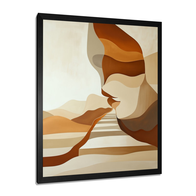 Formes bohèmes de la Terre en couches VI - Tableau abstrait encadré de style milieu du siècle, 32" H x 16" W