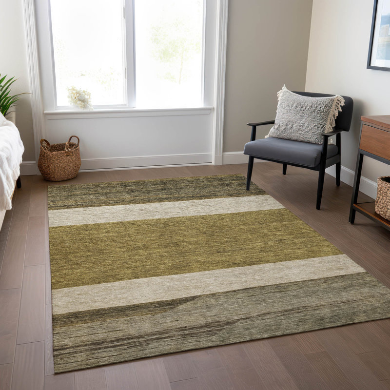 Machine Washable Indoor/Outdoor Claudian ACN1624 Coffee Rug, Rectangle 8' x 10'