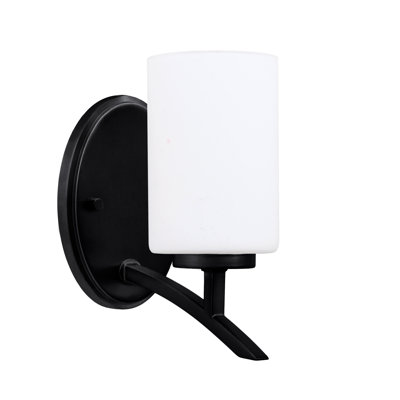 Kurve Uplight Wall Sconce With 4" White Muslin Glass