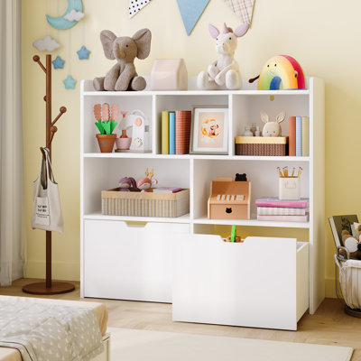 Bibliothèque avec 5 casiers de rangement et 2 tiroirs pour salle de jeux, chambre à coucher, couloir, salle de classe, chambre de bébé