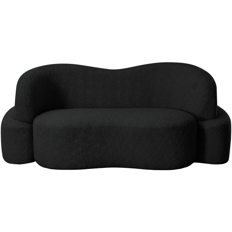 Causeuse rembourrée 68 po Hooda, Tissu bouclé noir