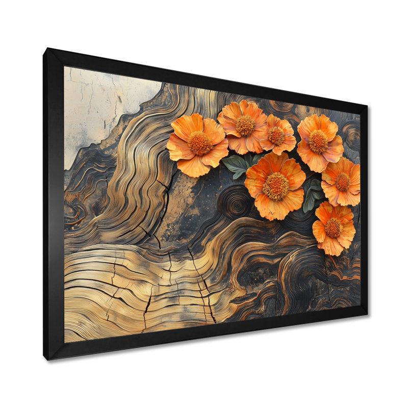 Ihno - Floral Wall Art, Reproduction encadrée d'une seule photo, H 30 po x l 40 po, Noir, noir, noir, noir