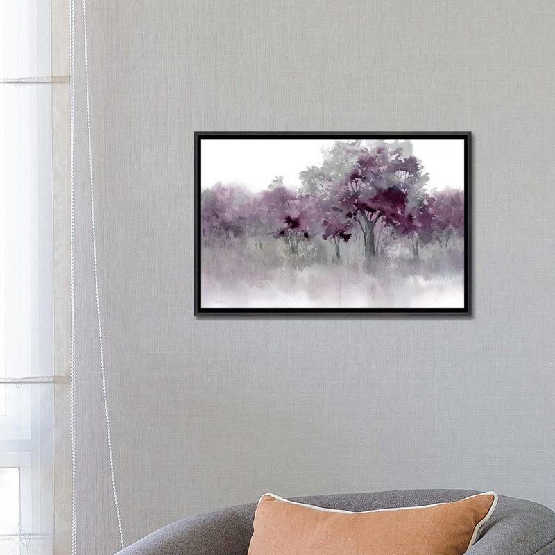 «Water's Edge II - Mauve» par Carol Robinson - reproduction imprimée, H 18 po x l 26 po, Toile encadrée, Noir patiné