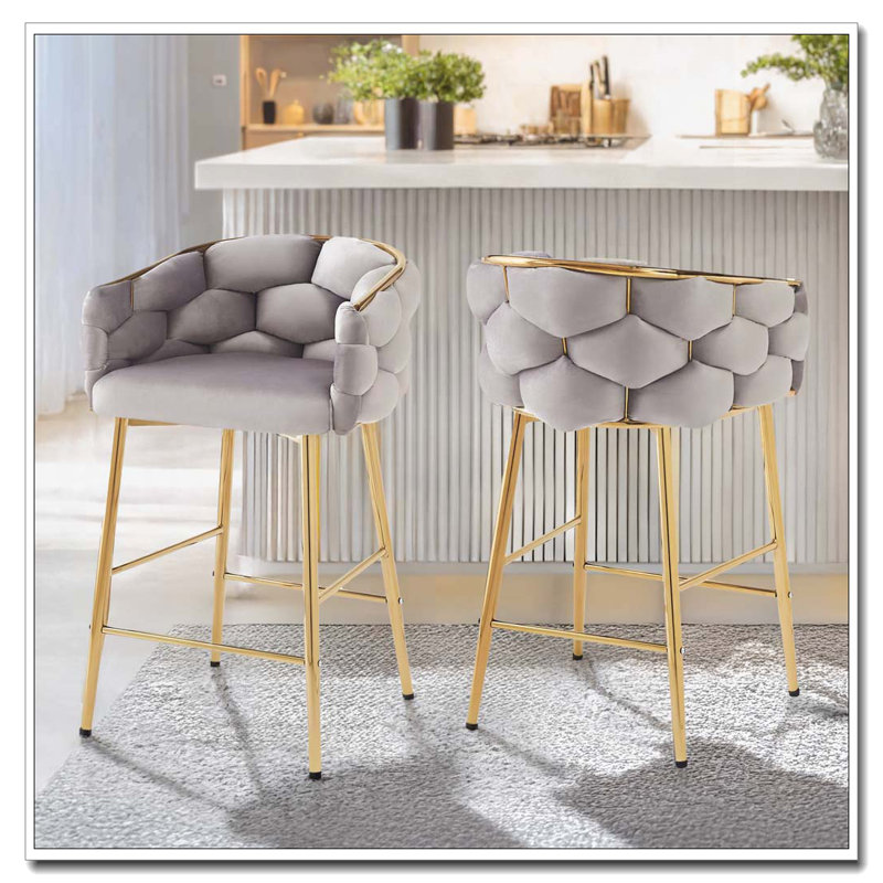 28" Upholstery Barstool Counter Stools, Gray