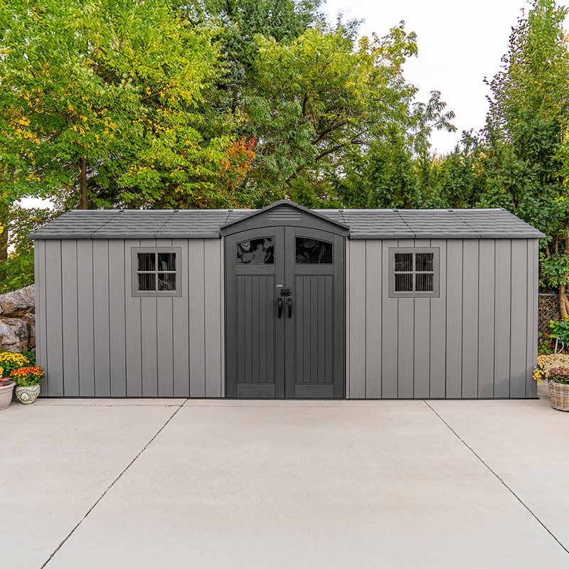 Lifetime 19 Ft. X 7 Ft. High-density Polyethylene (plastic) Outdoor Storage Shed With Steel-reinforced Construction