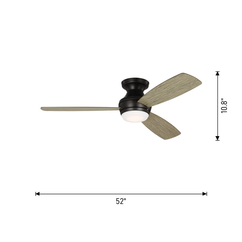 Rivers Ceiling Fan with LED Lights, Midnight Black with Black/Walnut Blades, 52"