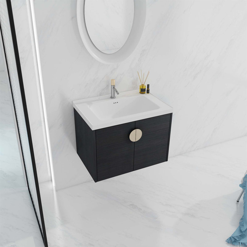 Ensemble de meuble-lavabo simple 18,5 po avec plateau en céramique Zalea, Noir