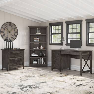 Veda 54'' Desk Sand & Stable Color: Dark Gray Hickory