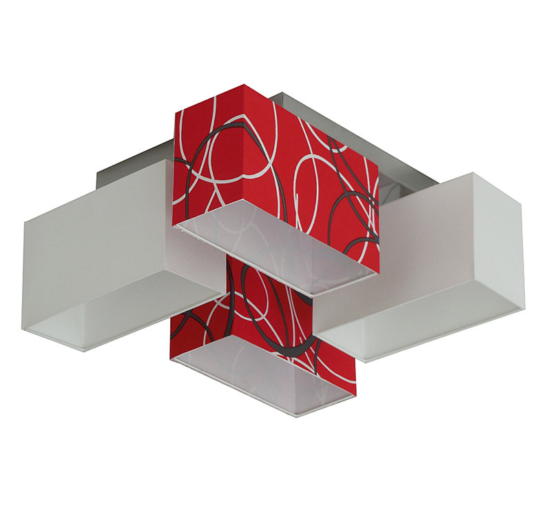 Seaton Semi Flush Mount, Hellbraun, Rot/Weiß
