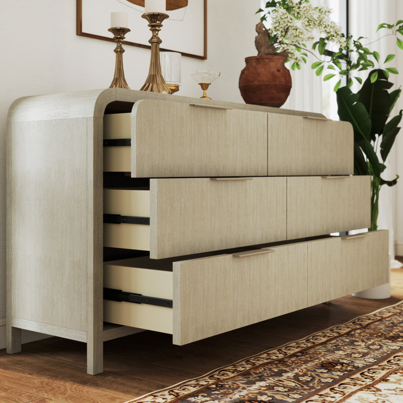 Commode contemporaine à 6 tiroirs Roundhill Furniture, gris clair