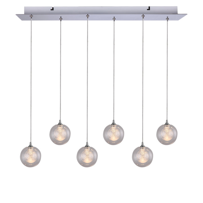 Luminaire suspendu sphère 6 lumières DEL Riverdale, Chrome