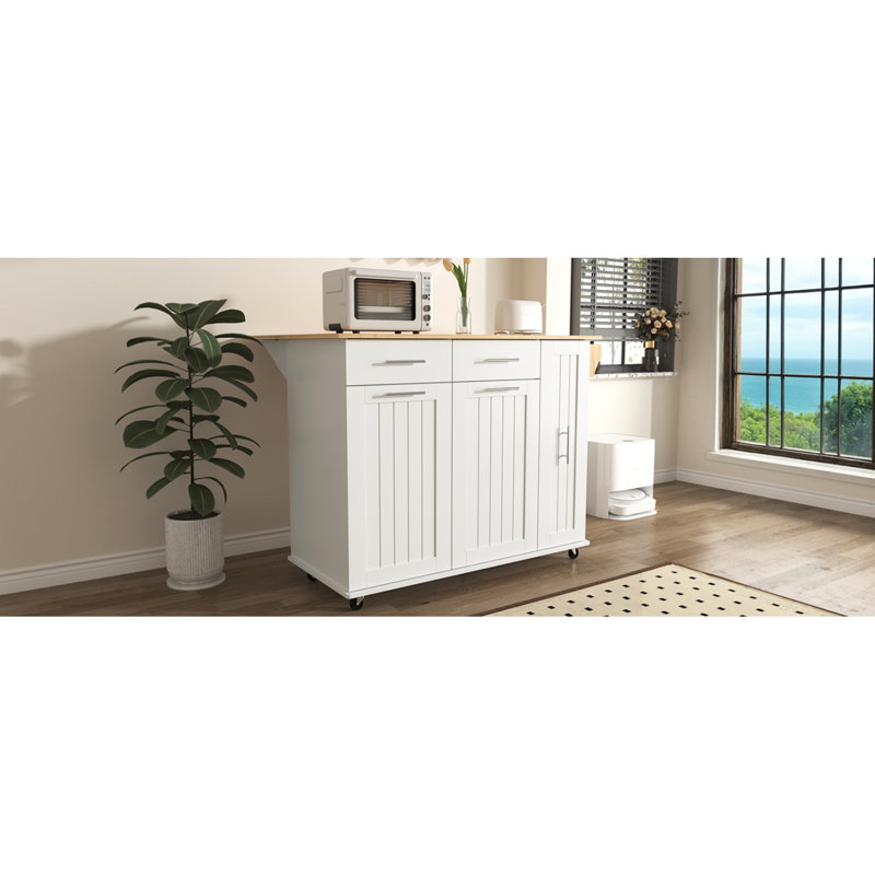 Kitchen Island With Drop Leaf, Kitchen Storage Cart With 3 Tier Pull Out Cabinet Organizer, Internal Storage Rack, Rolling Kitchen Cart On Wheels With Towel Rack, 2 Drawers