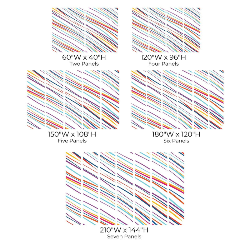 Murale pelez et collez de qualité supérieure - rayures diagonales colorées, L 40 po x l 60 po