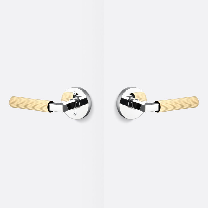 Levanto Round Passage Rosette, Knurled Grip, Satin Nickel/Satin Brass