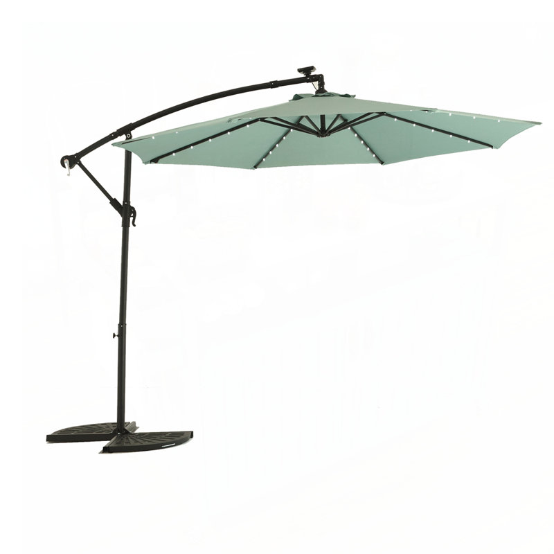 Parasol de marché à DEL 10 pi avec base solaire inclinable et inclinable réglable, Vert clair