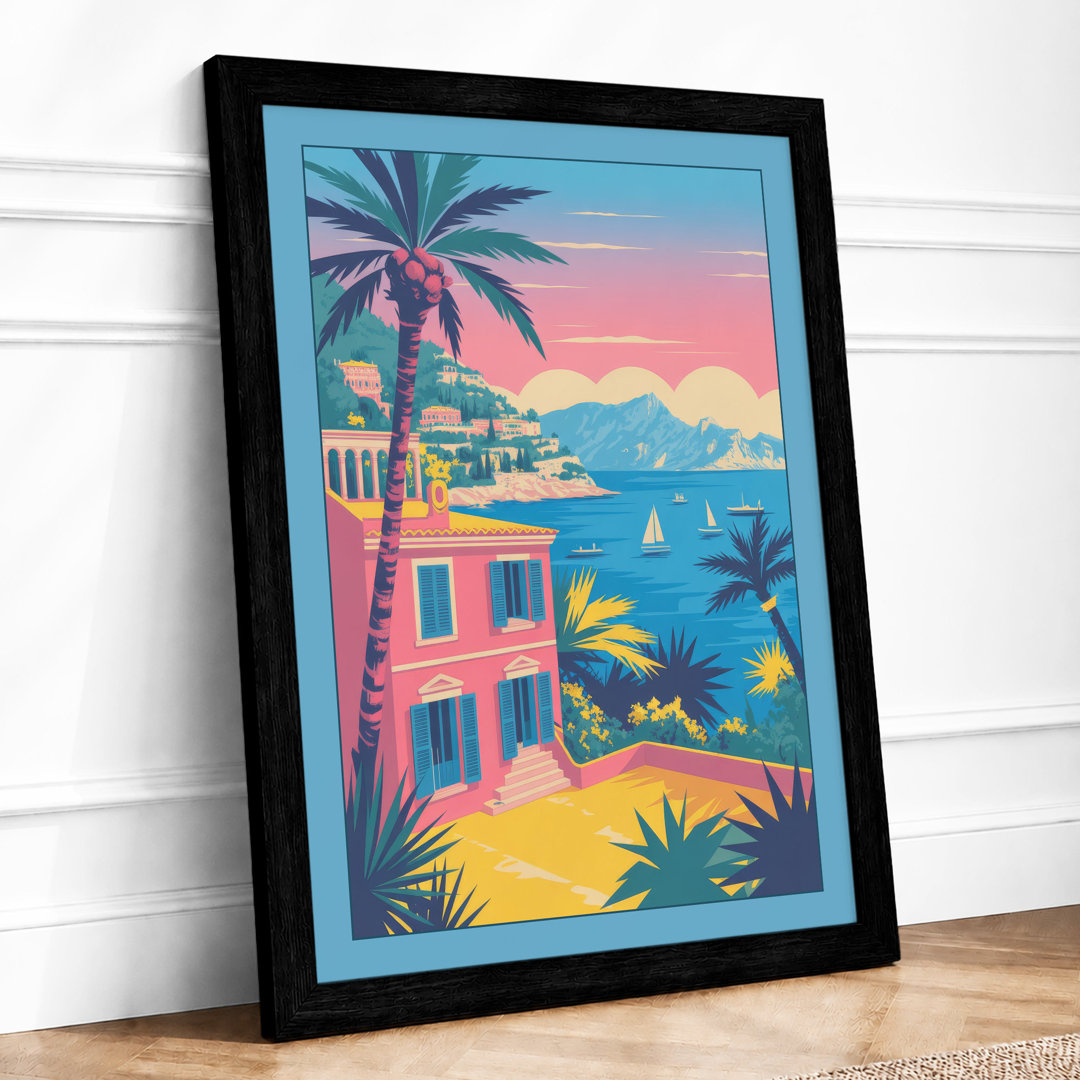 Pink Resort at Sunset Tropical - Framed Print