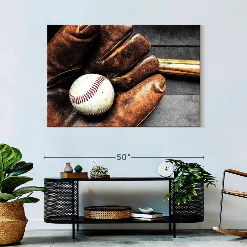 Baseball Mitt sur impression sur toile, H 32 po x l 48 po x P 1,25 po