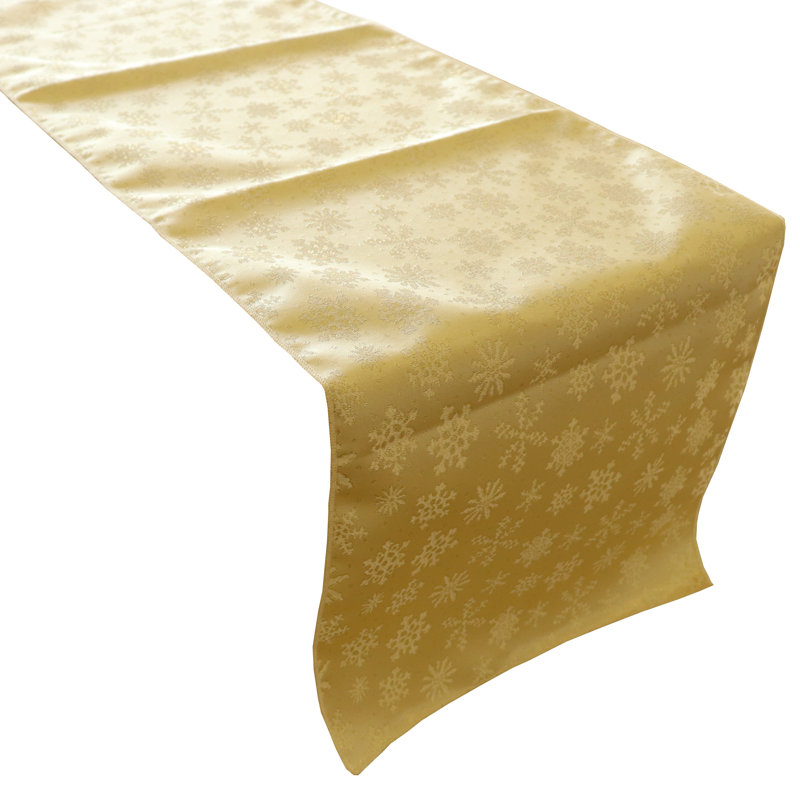 Metairie Geometric Christmas Table Runner, Gold, 90" L x 12" W