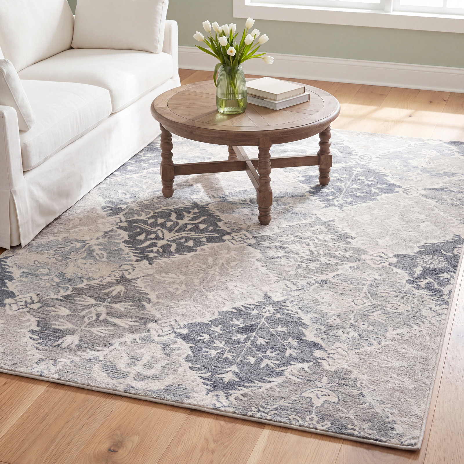 Garvin Hand-Tufted Wool Floral Rug, Rectangle 6' x 9'